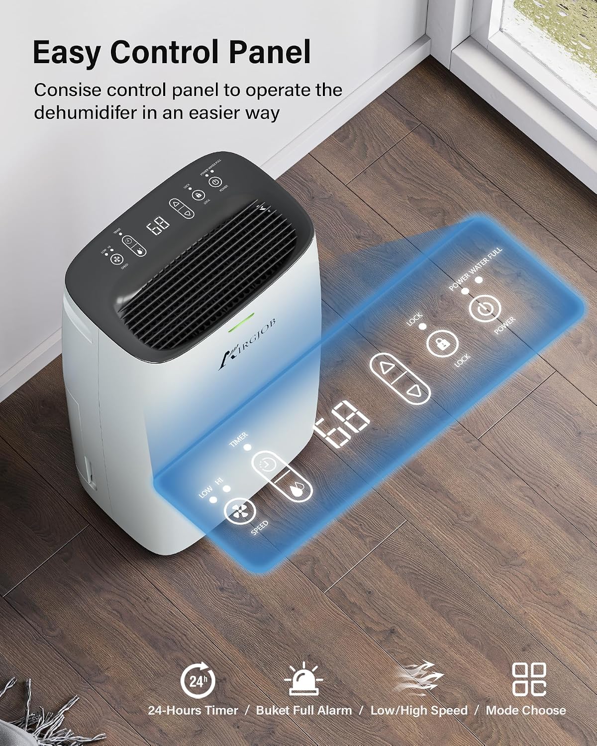 32-Pint Dehumidifier for Basement and Large Room - 2000 Sq. Ft, Quiet Dehumidifier for Large Capacity Room Home Bathroom Basements - Auto Continuous Drain Remove Moisture with Child Lock