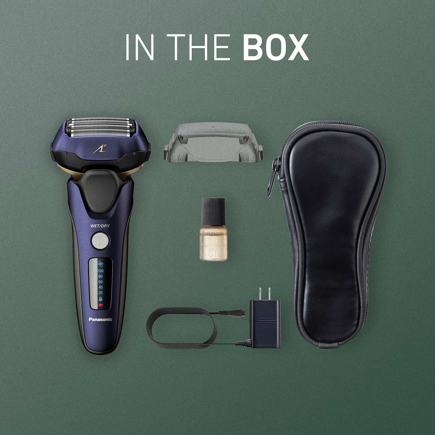 Panasonic ARC5 Electric Razor for Men Face, Wet & Dry Shavers for Men with Foil Shaver, Pop-up Trimmer, Ultra-Fast 5-Blade, Smart Shave Sensor, 16D Flexible Pivoting Head - ES-ALV6HA (Navy)