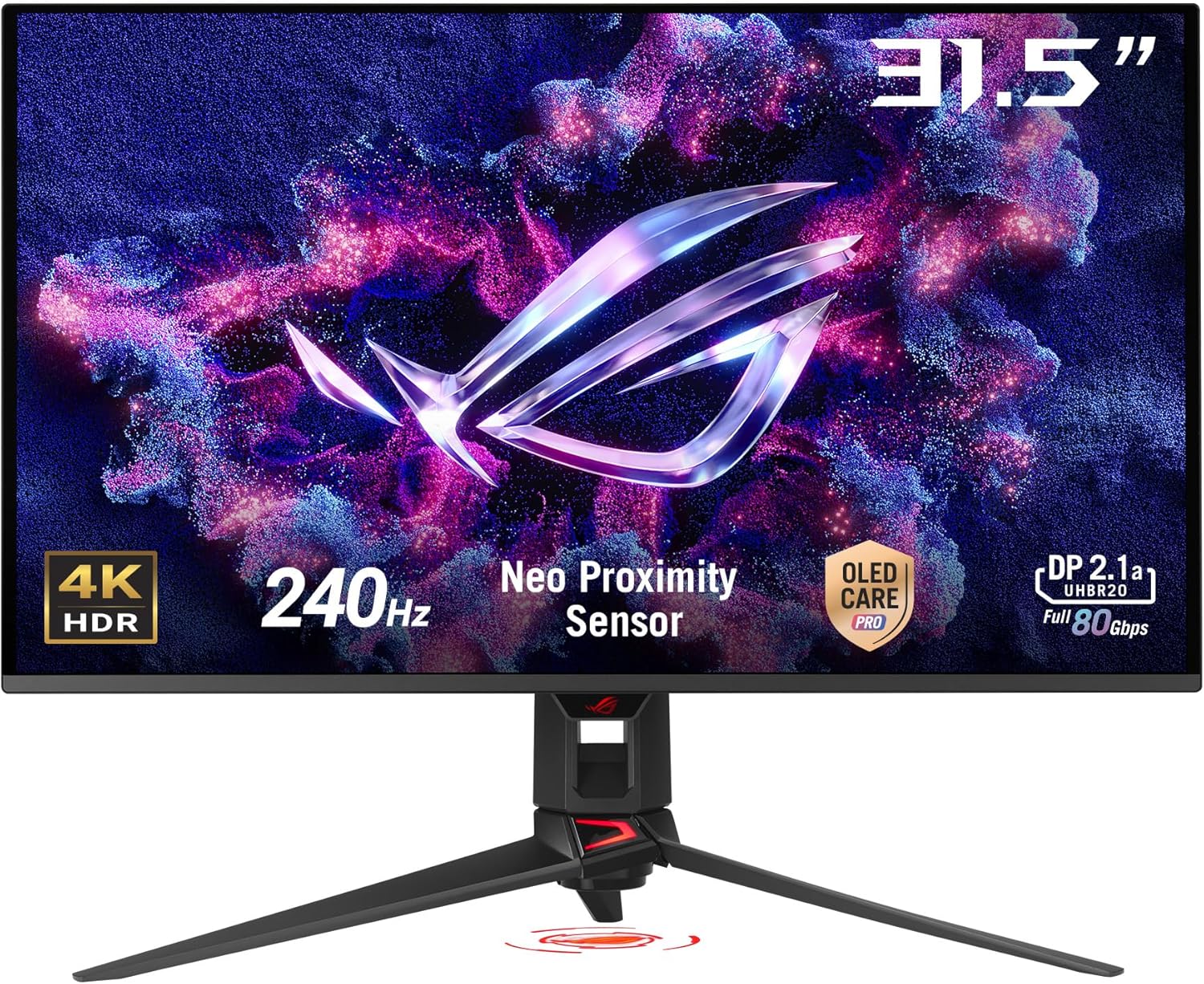 ASUS ROG Swift 32' 4K OLED Gaming Monitor (PG32UCDMR) ― 4K (3840 x 2160), QD-OLED, 240Hz, 0.03ms, G-SYNC Compatible, 99% DCI-P3, USB-C 90W, DisplayWidget, DisplayPort 2.1, 3 yr Warranty