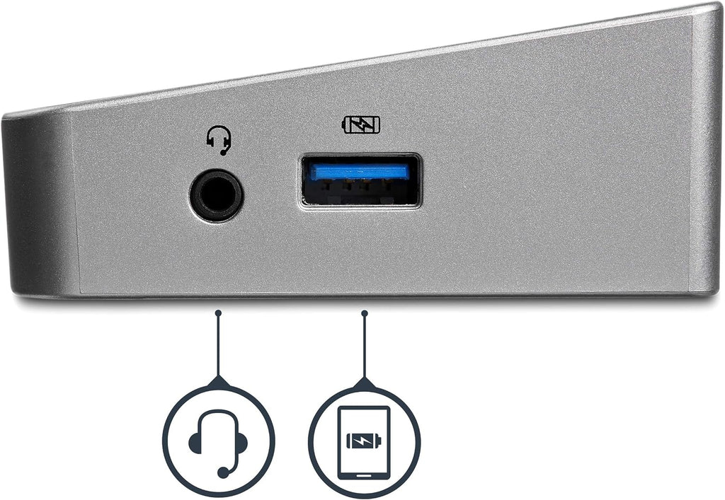 StarTech.com Triple Monitor USB 3.0 Docking Station, 2x 4K DisplayPort & HDMI, USB Type A Universal Laptop Dock, Windows/Mac, TAA