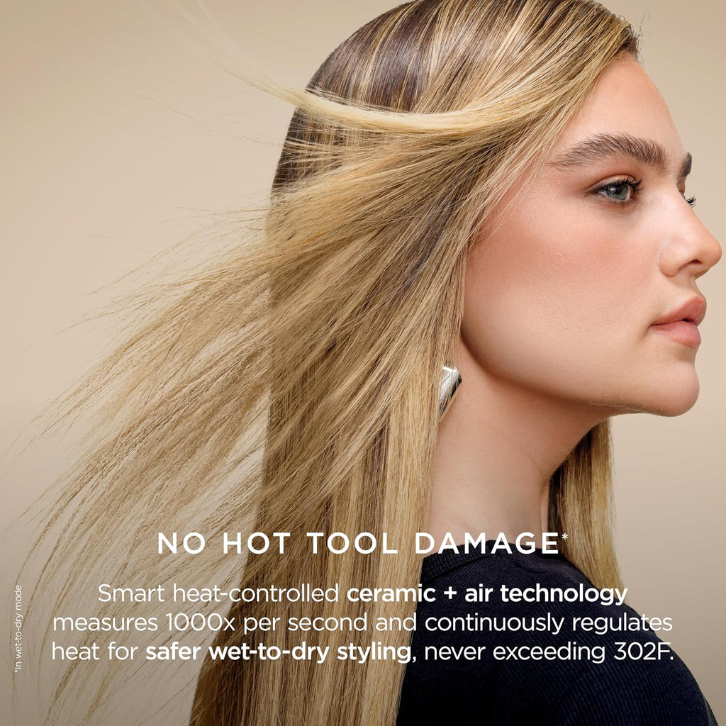 Shark Glam Ceramic & Powerful Air Styling & Drying System, with Silki Straightener & Shark Glossi Air Glosser, for Drying, Curling, Straightening & Glossing, Gold, HD6051S (Straight & Wavy Hair)