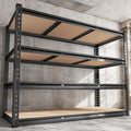 REIBII 48' W Garage Shelving Heavy Duty 2550 LBS Storage Shelves 4 Tier Heavy Duty Shelving, Adjustable Metal Shelves, Industrial Shelf for Garage, Warehouse, Pantry, 48' W x 60' H x 24' D