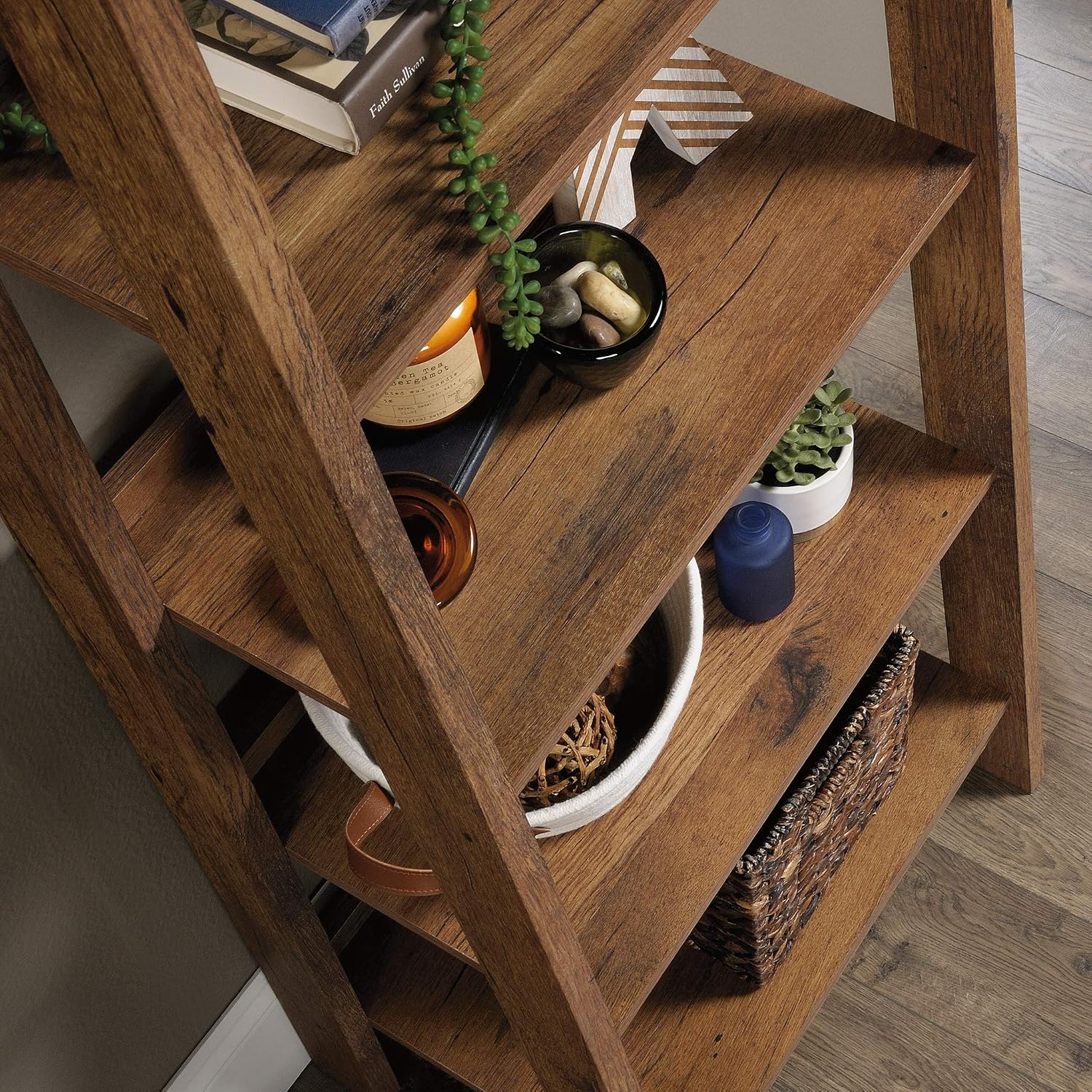 Sauder Trestle 5-Shelf Bookcase/ Book Shelf, Vintage Oak finish