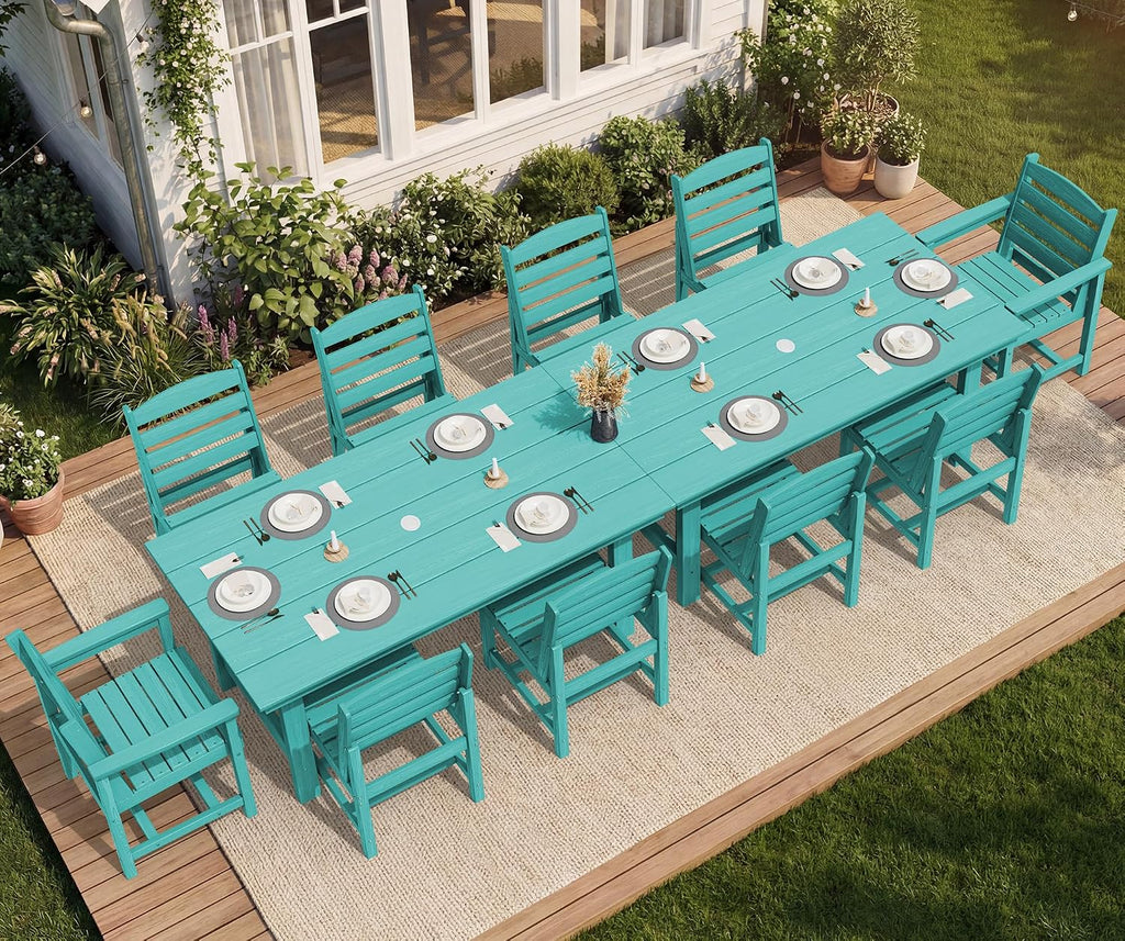 SERWALL Patio Dining Sets for 6 Person, HDPE Dining Set with 6 Armless Chairs, Aruba