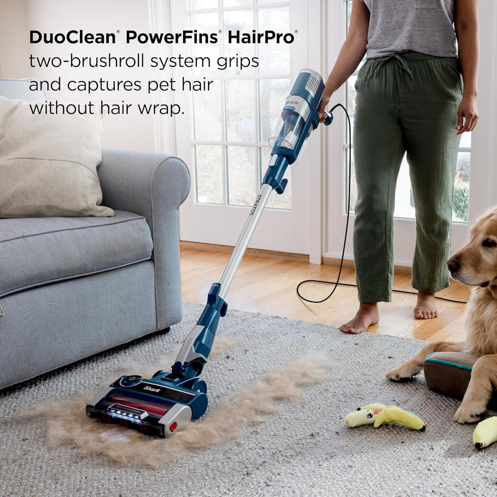 Shark HZ3002 Stratos Ultralight Corded Stick Vacuum with DuoClean PowerFins HairPro, Self-Cleaning Brushroll, & Odor Neutralizer Technology, Navy