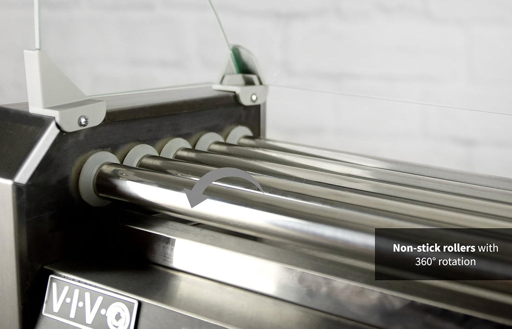 VIVO Electric 12 Hot Dog 5 Roller Grill Warmer, Stainless Steel, Commercial and Household 750W Machine with Cover, HOTDG-V205