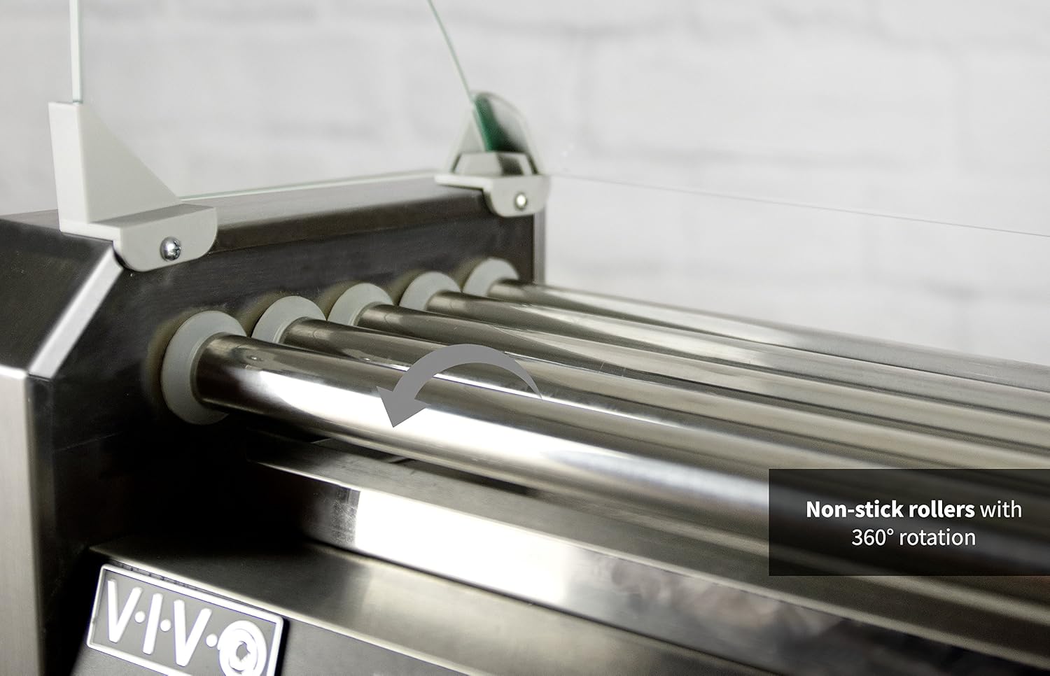 VIVO Electric 12 Hot Dog 5 Roller Grill Warmer, Stainless Steel, Commercial and Household 750W Machine with Cover, HOTDG-V205