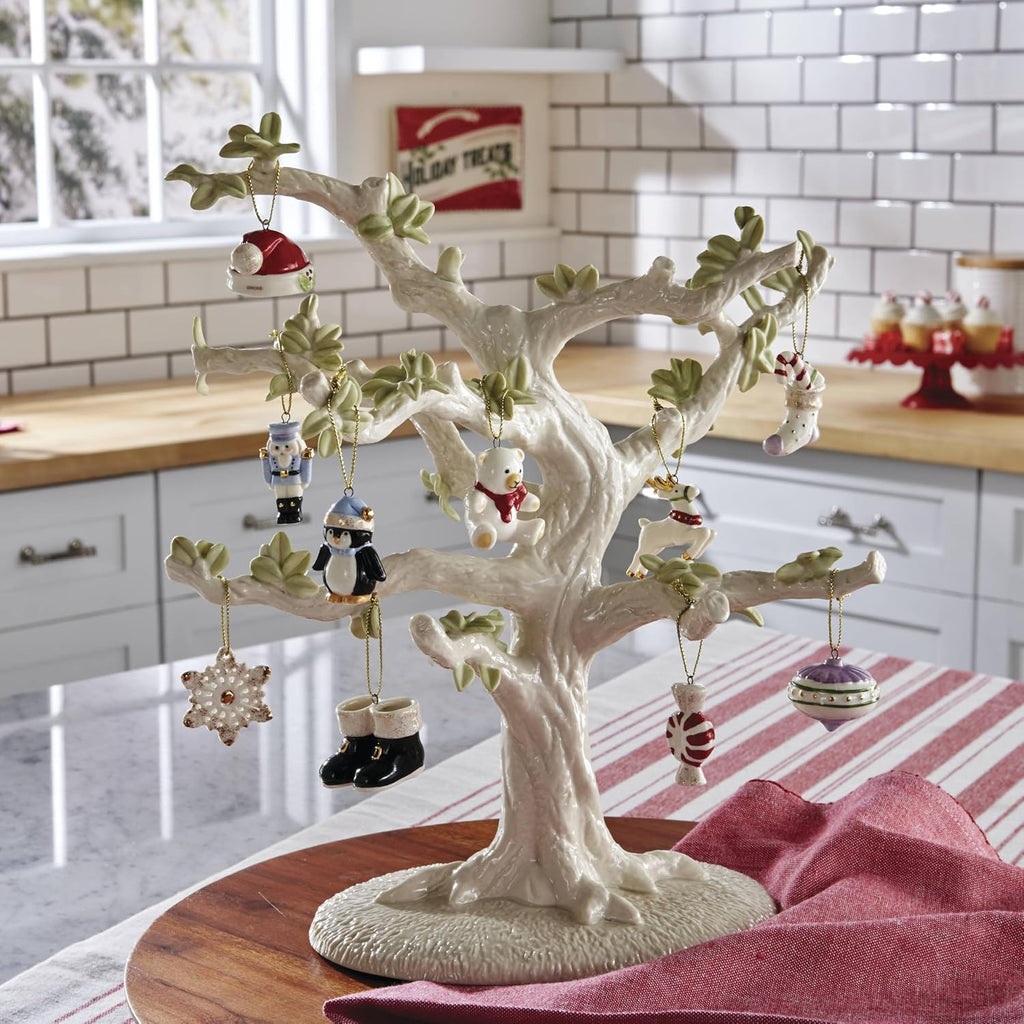Lenox 868996 Christmas Memories 10-Piece Ornament & Tree Set, Display Stand