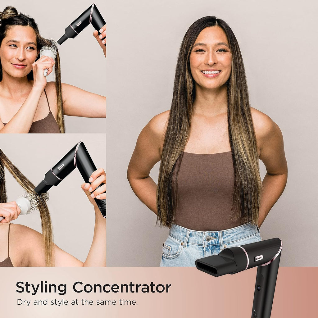 Shark Hair Dryer | FlexStyle Hair Styling System | Portable & Powerful Blow Dryer Brush | Hair Curler & Volumizer | 6 Styling Tools Included | Best for All Hair Types | Black | HD440BK
