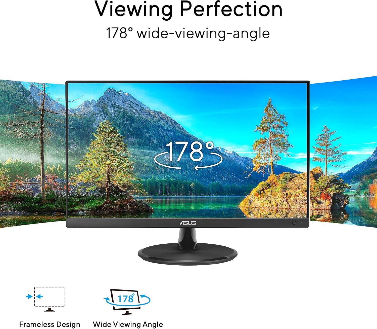 ASUS VP229Q 21.5' Monitor, 1080P Full HD, 75Hz, IPS, FreeSync/Adaptive-Sync, Eye Care, HDMI DisplayPort VGA, Frameless, VESA Wall Mountable Black
