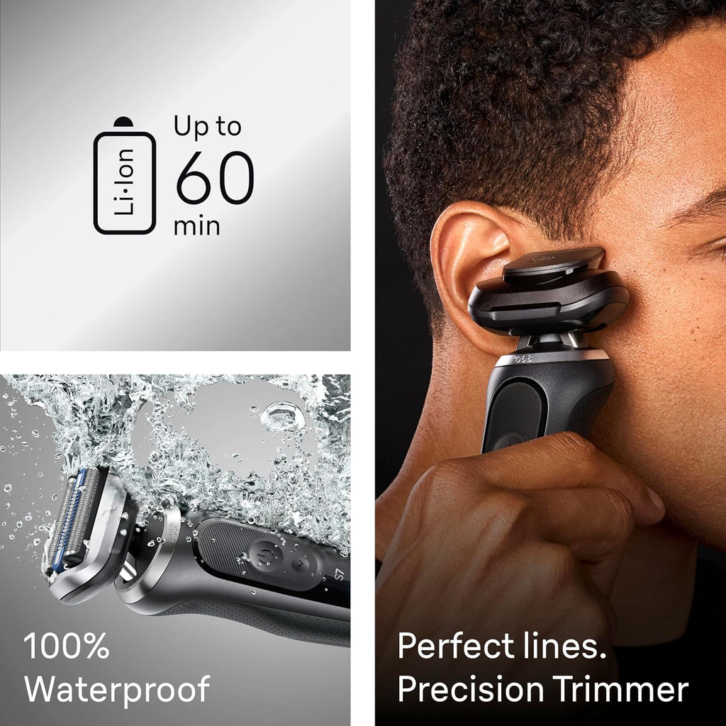 Braun Electric Shaver for Men, Series 7 7171cc, Wet & Dry Shave, Turbo & Gentle Shaving Modes, Waterproof Foil Shaver with Precision Trimmer, Space Grey