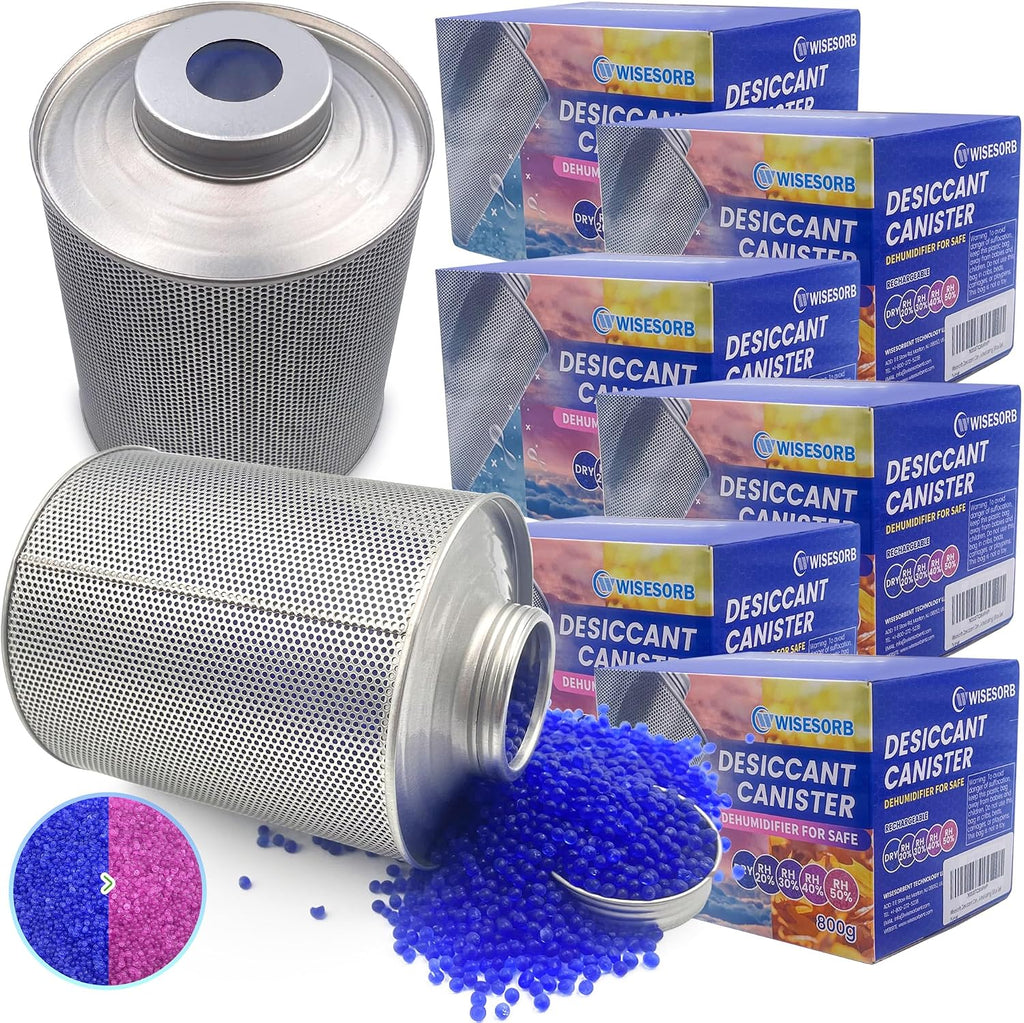 Wisesorb 800 Gram Gun Safe Dehumidifier, 6 Pack of 1.77 LBS Rechargeable Dehumidifier Blue to Pink Silica Gel Desiccant Moisture Absorbers, Dehumidifiers for Room, Bedroom, Safe, Closet, Bathroom, Car