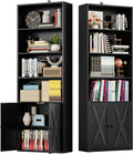 IRONCK Industrial Bookshelves and Bookcases with Doors Set of 2 Floor Standing 6 Shelf Display Storage Shelves 70 in Tall Bookcase for Home Office, Living Room