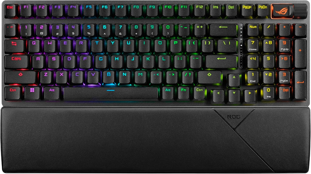 ASUS ROG Strix Scope II 96 Wireless Mechanical Gaming Keyboard – 96% Full-Size, Tri-Mode Connectivity, Hot Swappable Pre-lubed ROG NX Storm Clicky Switches, PBT Keycaps, RGB, PC/Mac Support - Black