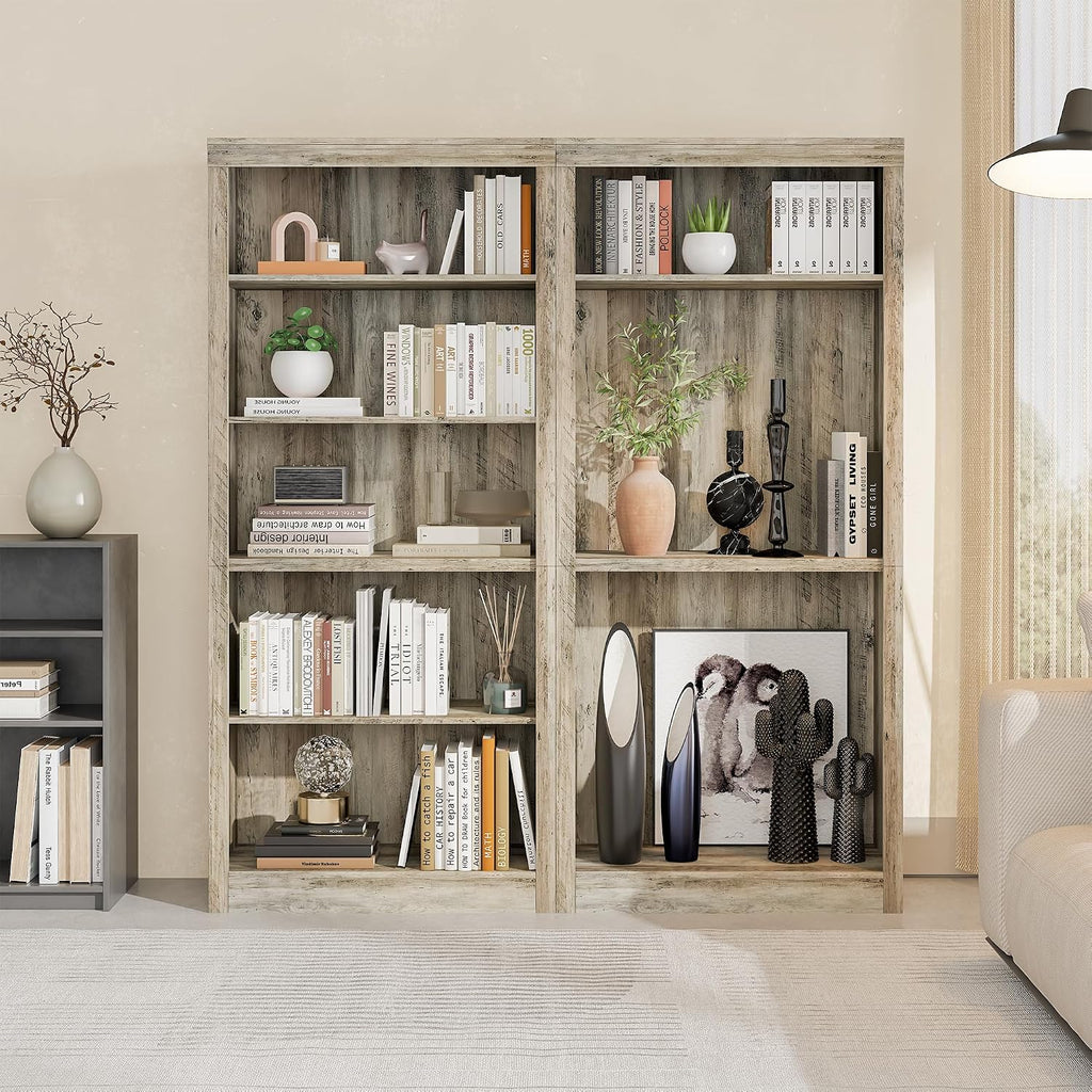 GarveeHome 71 in Tall Bookcase,Wooden Bookshelf with 5 Tiers, Modern Book Shelf in Ivory White, Floor Standing Display Shelves for Bedroom, Living Room and Office for Home