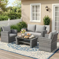 Wisteria Lane Patio Furniture Set, Wicker Outside Outdoor Furniture for All Weather, Patio Sofa with High Backrest Support and Wide Armrest for Backyard, Balcony, Deck, Porch, Ash Gray