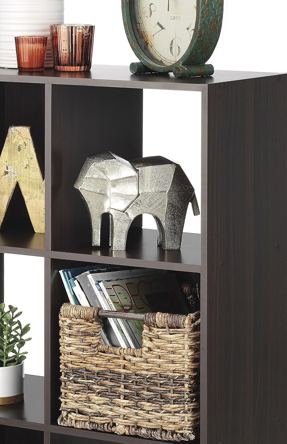 Whitmor 12 Cube Bookcase, 4 Tier Stackable MDF Bookself, Open Storage Display Organizer, Storage Cabinet for Living Room, Bedroom, Home, Office, 35.1' L x 11.7' W x 47.5' H, Espresso
