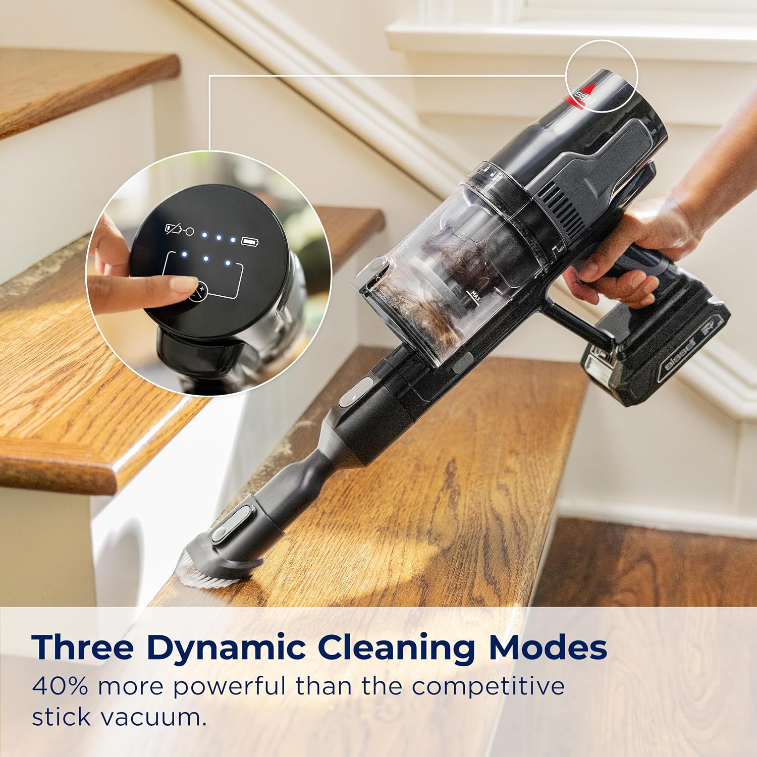 Bissell CleanView XR 200W Lightweight Cordless Vacuum w/Removable Battery, 35-min runtime, Tangle-Free Brush Roll, LED Lights, XL Tank, Dusting & Crevice Tool, Wall Mount, 3789U