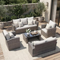 Wisteria Lane Patio Furniture Set, 5 Pieces Wicker Outdoor Furniture for All Weather, Patio Sofa with High Backrest Support and Wide Armrest for Backyard, Balcony, Deck, Porch, Light Gray