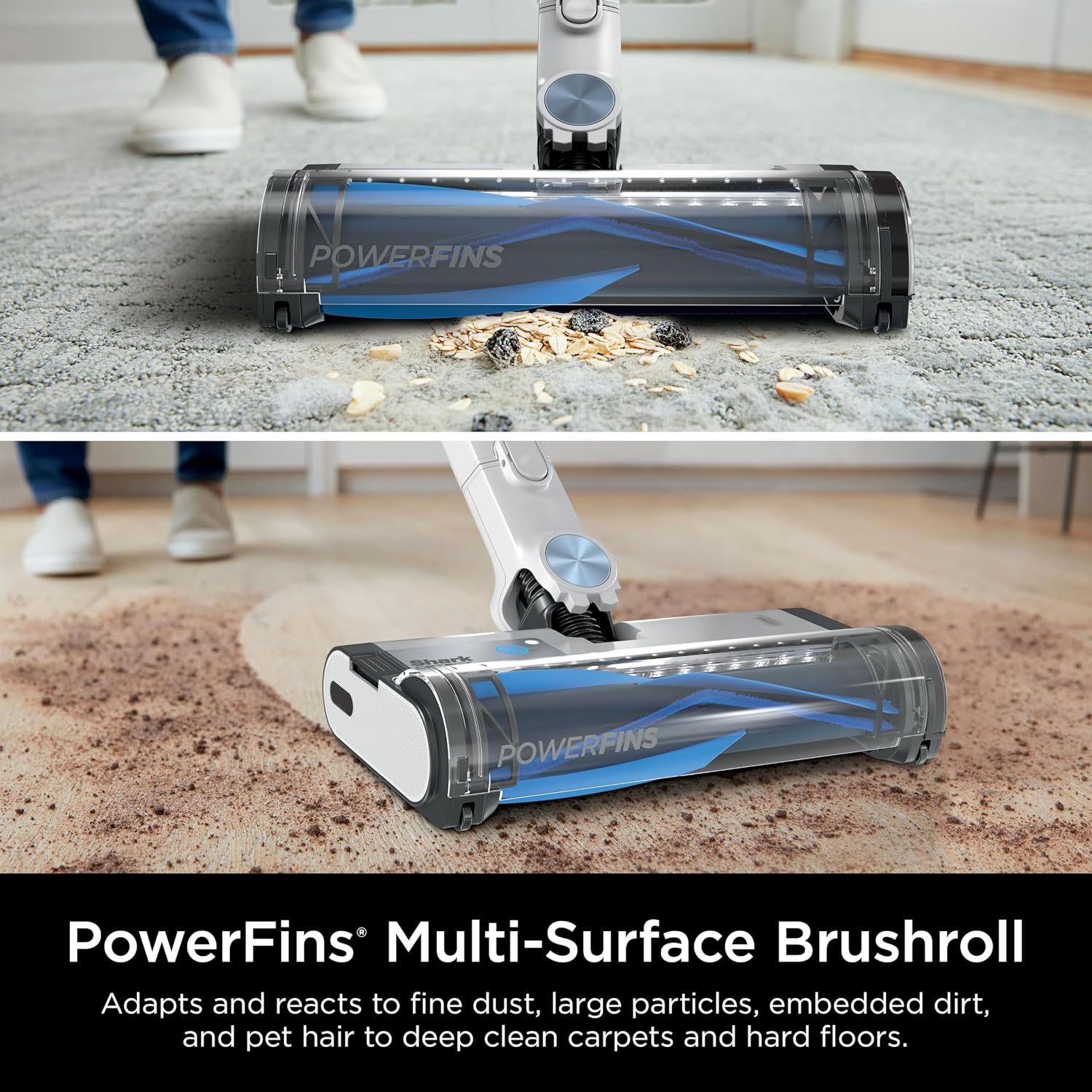 Shark Detect Clean & Empty | Lightweight Cordless Vacuum Cleaner with Auto-Empty System | HEPA Filter, Portable Handheld Attachment, Powerfins Brushroll | Cloudy Blue | IW4624