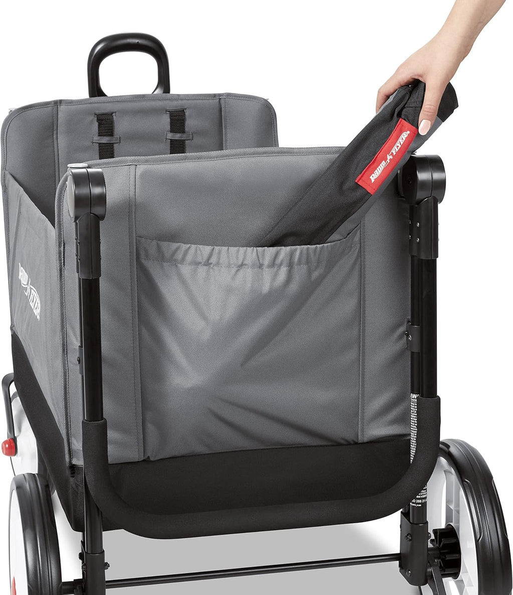 Radio Flyer City Luxe Stroll 'N Wagon, for Ages 1+, 3-in-1 Push or Pull, with Bench Mode, Easy Fold, UV Canopy, 5-Point Harnesses, Front Caster Wheels & 12' Rear Wheels, Stroller Wagon for Kids