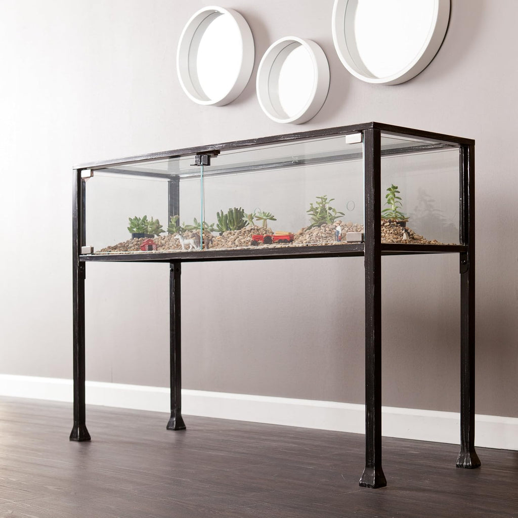 SEI Furniture - Terrarium Display Console - Transitional Design, Black Finish - Ideal for Entryway, Living Room (CK8863)
