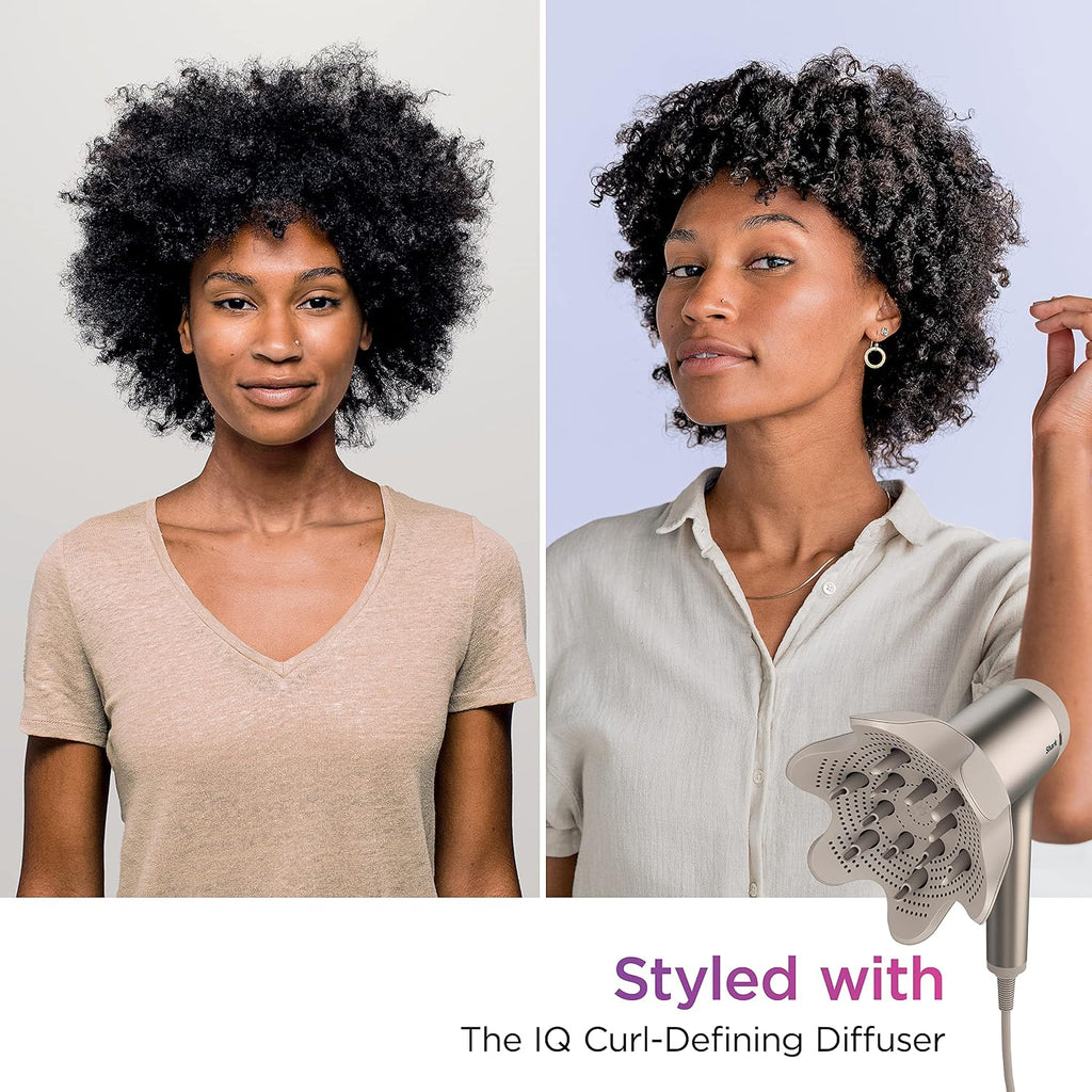 SHARK HD120BRN Blow Dryer HyperAIR Fast-Drying with IQ 2-in-1 Concentrator, Styling Brush, and Curl-Defining Deep Diffuser Attachments, Ionic, No Heat Damage, for All Hair Types, Stone (Renewed)
