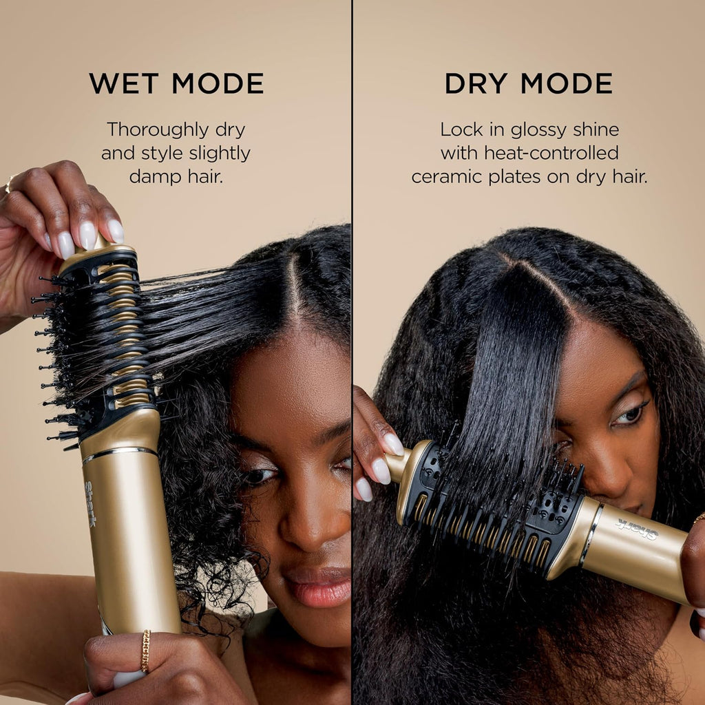 Shark Glam Ceramic & Powerful Air Styling & Drying System, with Silki Straightener & Shark Glossi Air Glosser, for Drying, Curling, Straightening & Glossing, Gold, HD6051S (Straight & Wavy Hair)