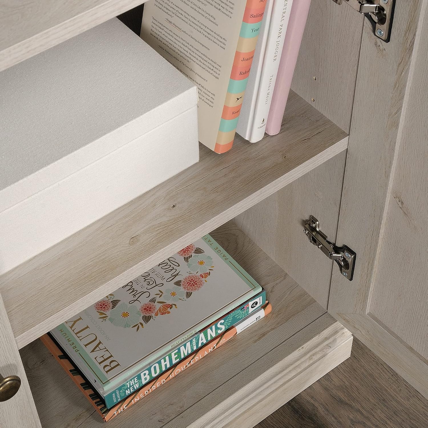 Sauder Miscellaneous Storage Bookcase with Doors, Adjustable Shelves, 5 Shelf Bookcase - Chalked Chestnut Finish