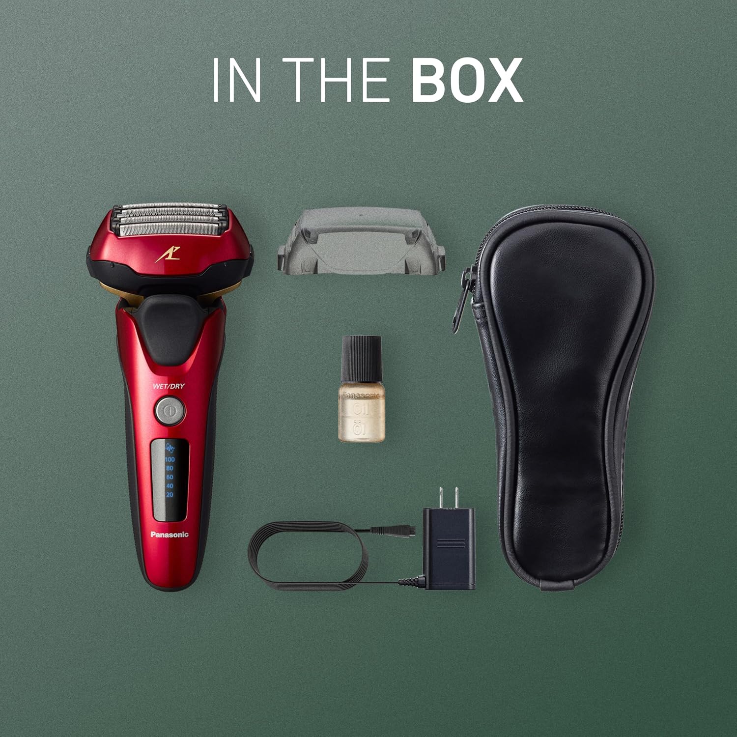Panasonic ARC5 Electric Razor for Men Face, Wet & Dry Shavers for Men with Foil Shaver, Pop-up Trimmer, Ultra-Fast 5-Blade, Smart Shave Sensor, 16D Flexible Pivoting Head - ES-ALV6HR (Red)