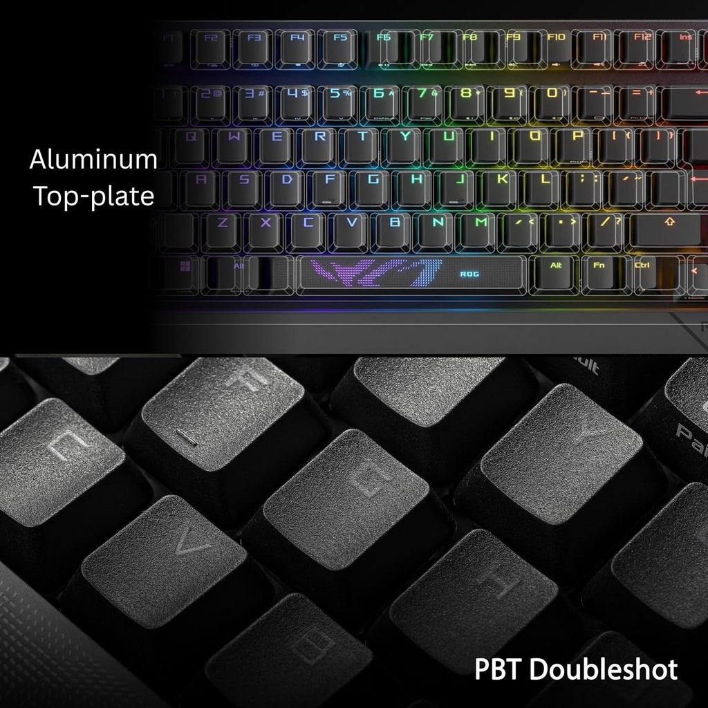 ASUS ROG Strix Scope II 96 Wireless Mechanical Gaming Keyboard – 96% Full-Size, Tri-Mode Connectivity, Hot Swappable Pre-lubed ROG NX Storm Clicky Switches, PBT Keycaps, RGB, PC/Mac Support - Black