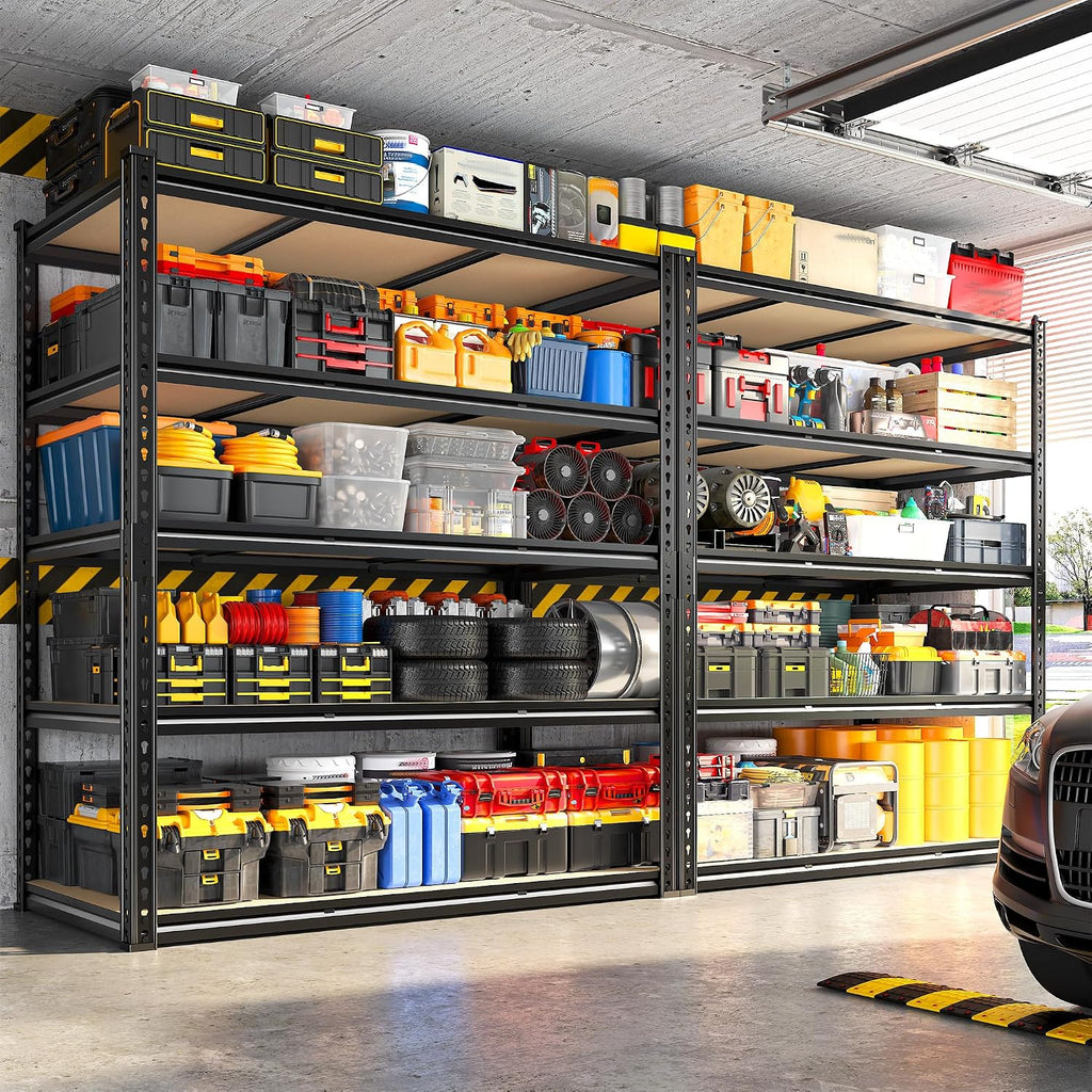 REIBII 48' W Garage Shelving 3080LBS Storage Shelves 5 Tier Heavy Duty Shelving Adjustable Garage Shelves for Basement, Warehouse, Commercial, Easy Assemble, 48' W x 72' H x 24' D, 2PC
