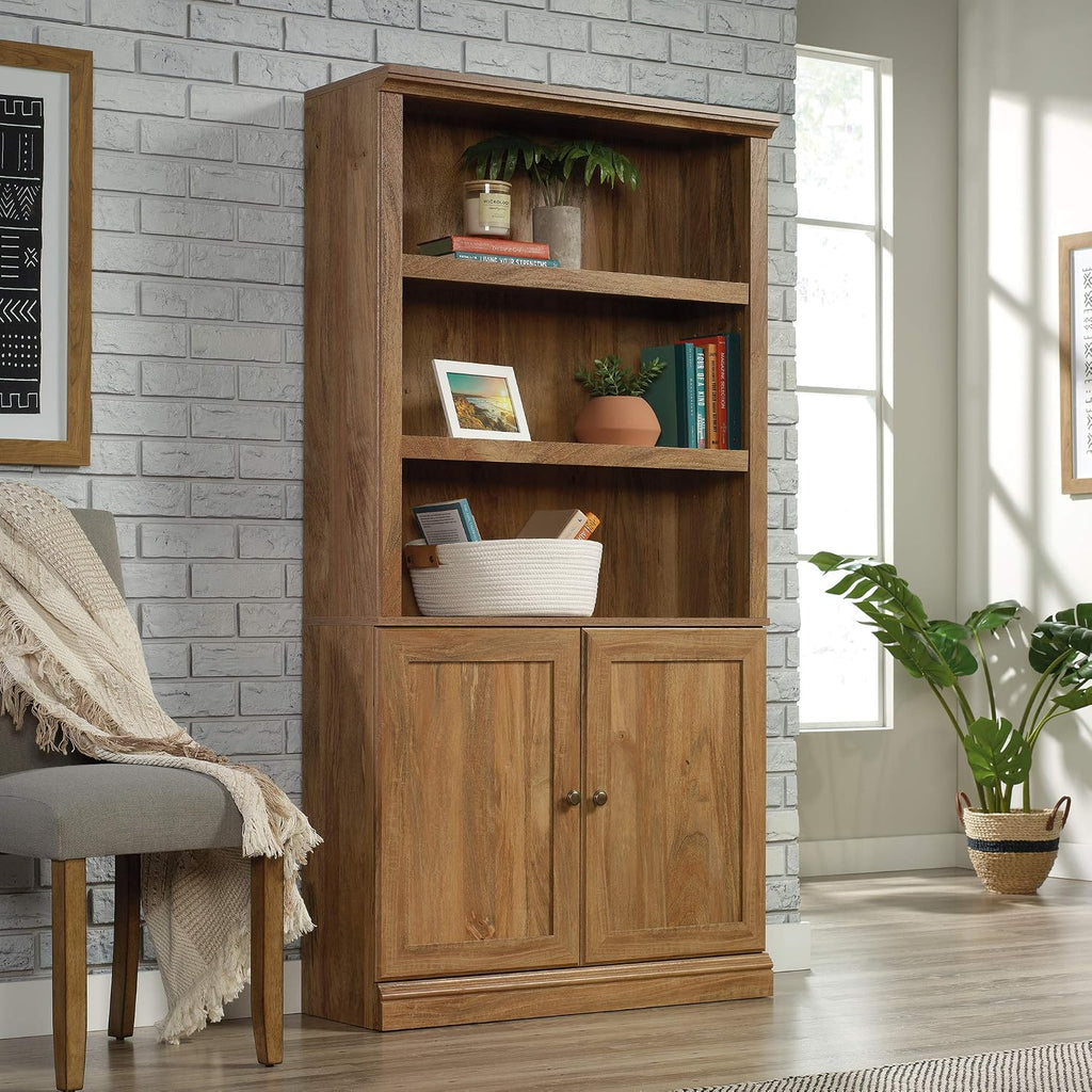 Sauder Miscellaneous Storage 5-Shelf/ Book Shelf 2-Door Bookcase, Sindoori Mango finish