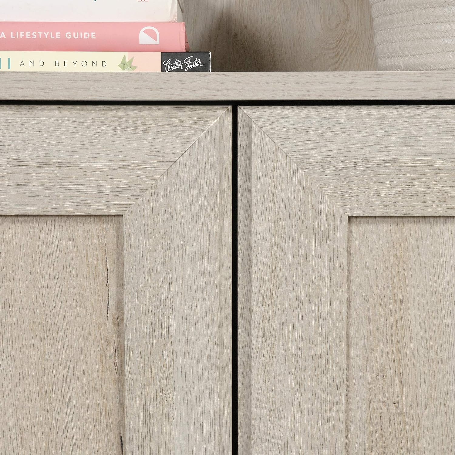 Sauder Miscellaneous Storage Bookcase with Doors, Adjustable Shelves, 5 Shelf Bookcase - Chalked Chestnut Finish