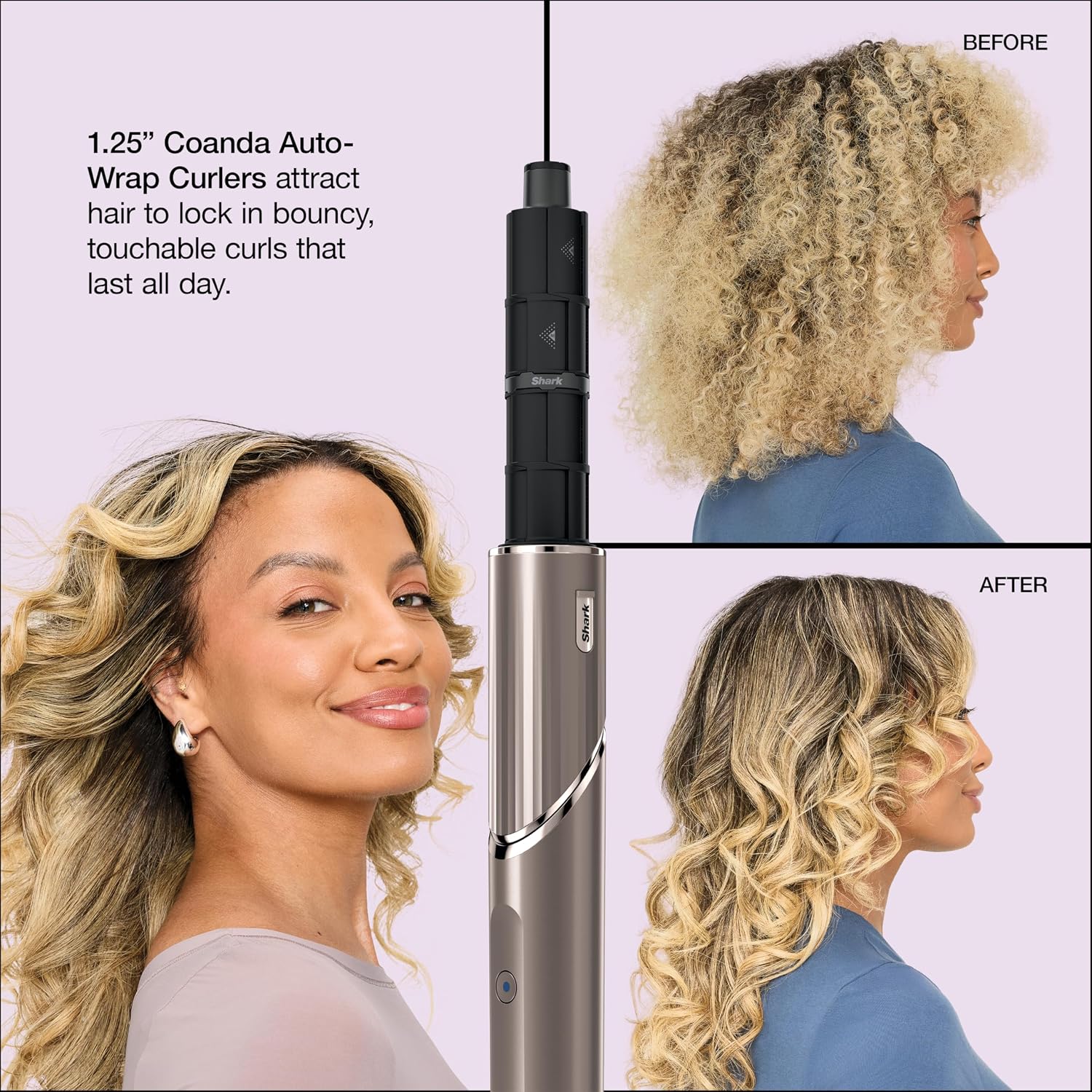 Shark FlexStyle Air Styling & Drying System, Powerful Hair Blow Dryer & Multi-Styler with Auto-Wrap Curlers, Oval Brush, Concentrator Attachment, Mocha, HD431BR