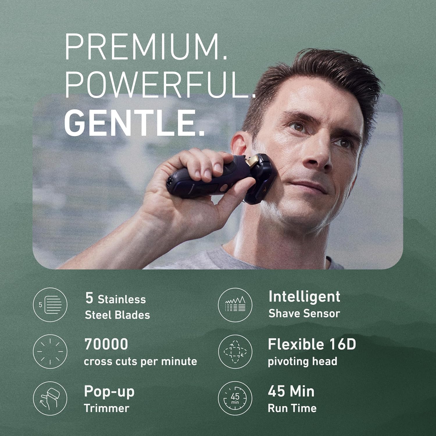Panasonic ARC5 Electric Razor for Men Face, Wet & Dry Shavers for Men with Foil Shaver, Pop-up Trimmer, Ultra-Fast 5-Blade, Smart Shave Sensor, 16D Flexible Pivoting Head - ES-ALV6HA (Navy)