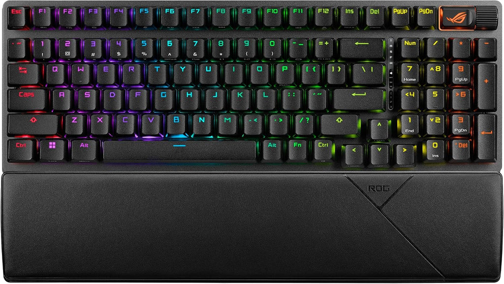 ASUS ROG Strix Scope II 96 Wireless Mechanical Gaming Keyboard – 96% Full-Size, Tri-Mode Connectivity, Hot Swappable Pre-lubed ROG NX Snow Linear Switches, PBT Keycaps, RGB, PC/Mac Support-Black