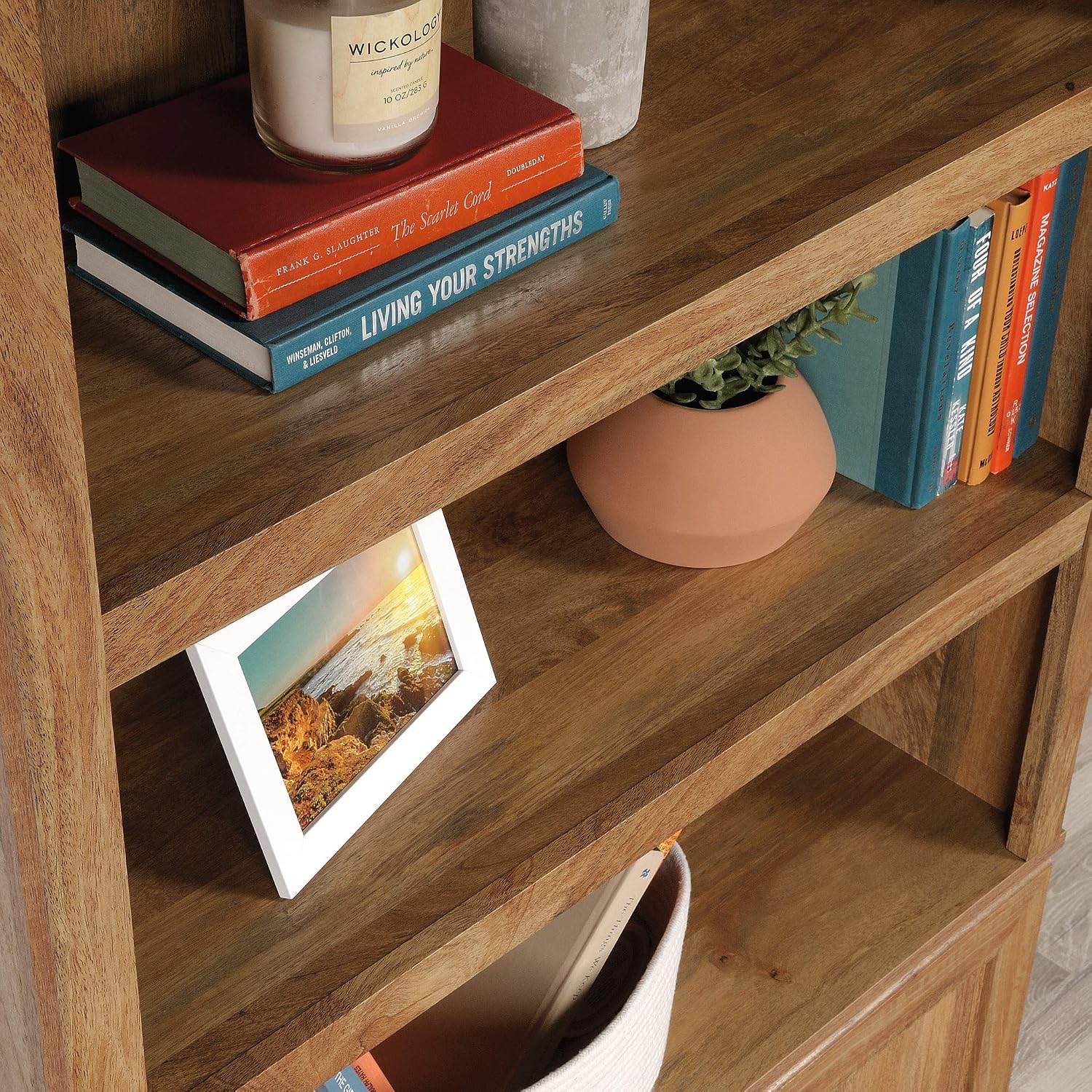 Sauder Miscellaneous Storage 5-Shelf/ Book Shelf 2-Door Bookcase, Sindoori Mango finish
