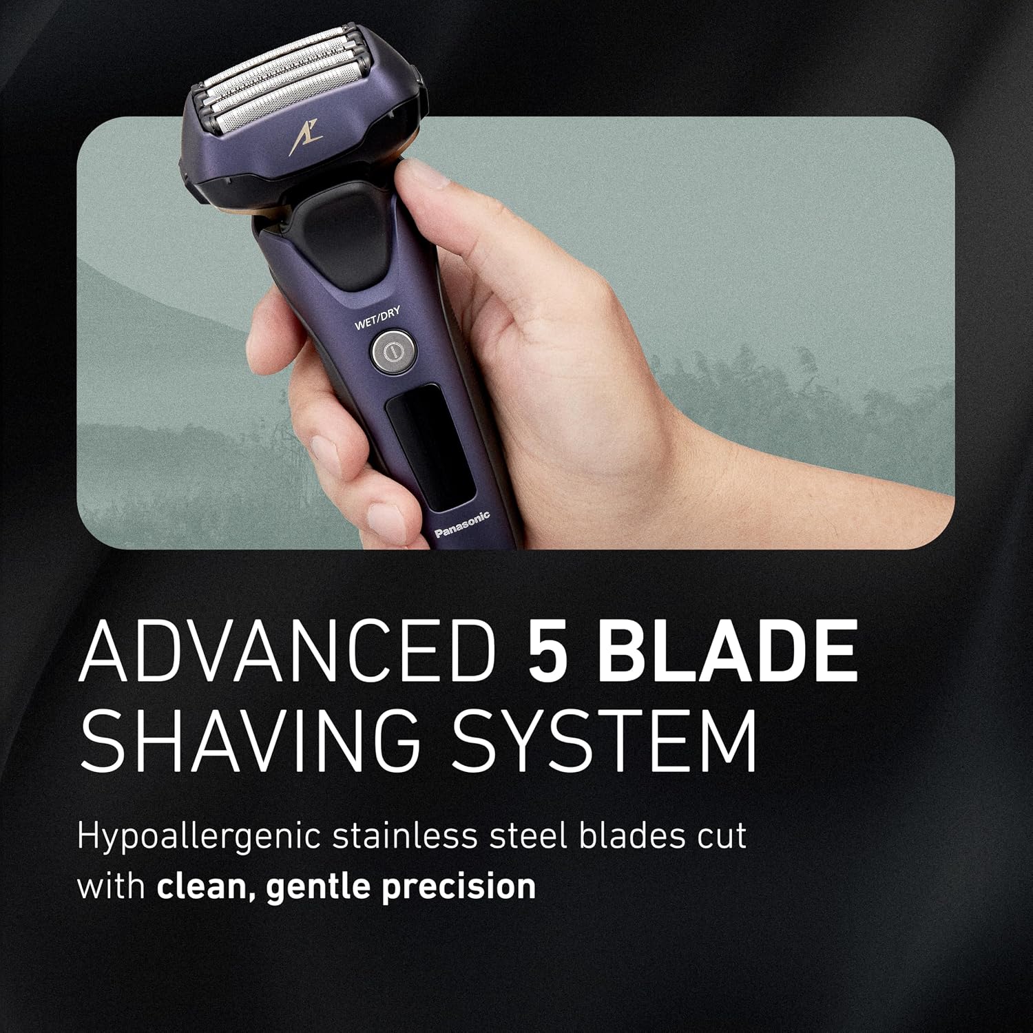 Panasonic ARC5 Electric Razor for Men Face, Wet & Dry Shavers for Men with Foil Shaver, Pop-up Trimmer, Ultra-Fast 5-Blade, Smart Shave Sensor, 16D Flexible Pivoting Head - ES-ALV6HA (Navy)