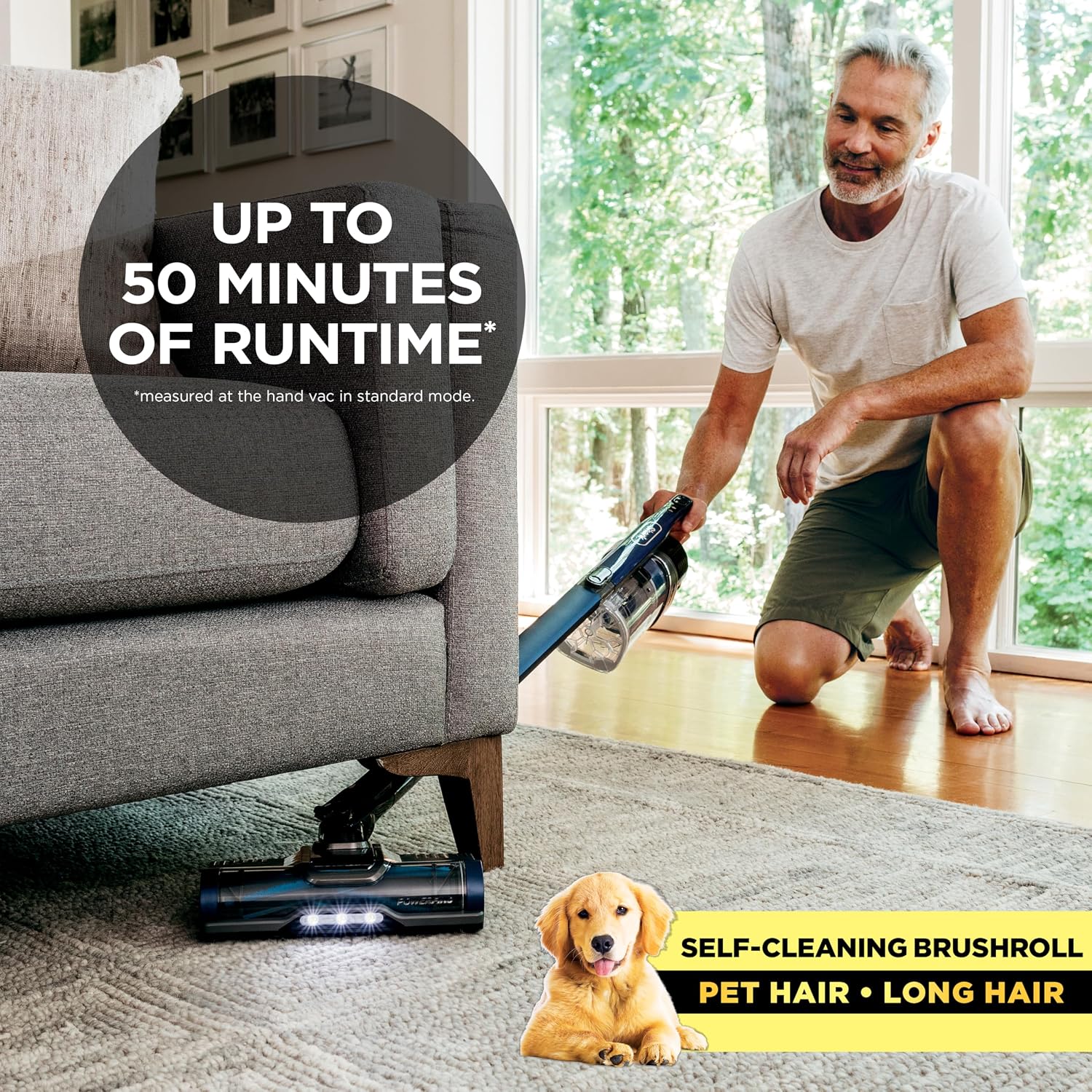 Shark Cordless Vacuum Cleaner with HEPA Filter, Lightweight, Portable, Rechargeable, Powerful Pet Hair Pickup, Removable Handheld, Crevice Tool, Dusting Brush, 50-min Runtime, Blue, IZ363HT