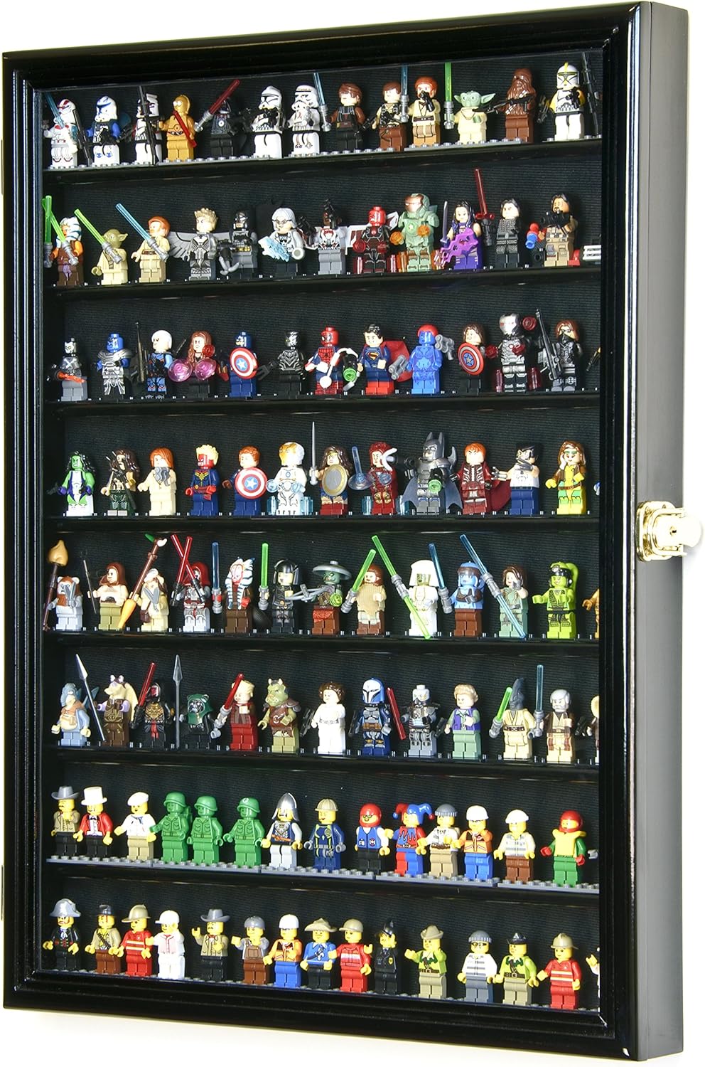 sfDisplay.com,LLC. Large 110+ Figure Men Miniatures/Minifigures/Display Case Cabinet Holder – Lockable (Black Wood Finish)