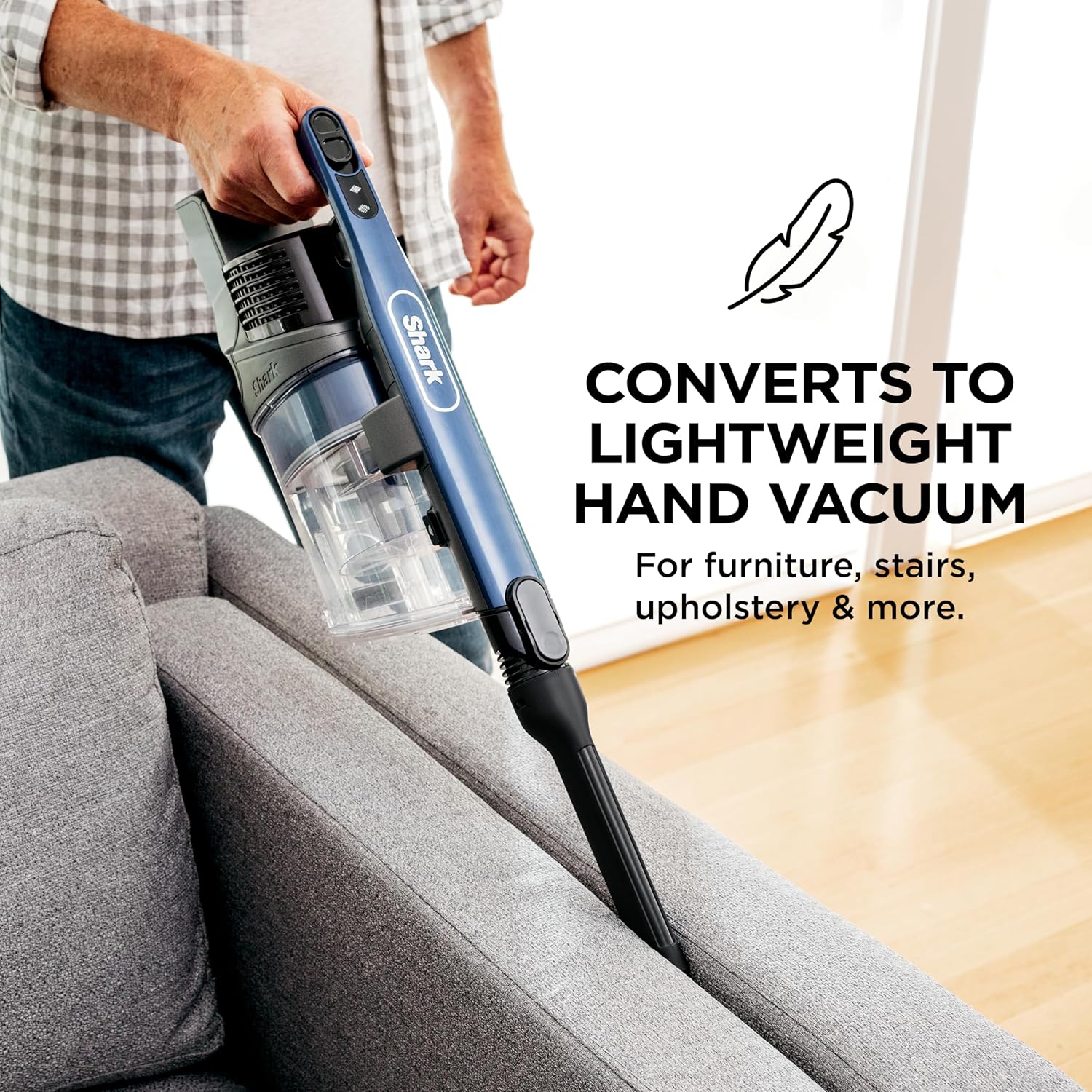 Shark Cordless Vacuum Cleaner with HEPA Filter, Lightweight, Portable, Rechargeable, Powerful Pet Hair Pickup, Removable Handheld, Crevice Tool, Dusting Brush, 50-min Runtime, Blue, IZ363HT