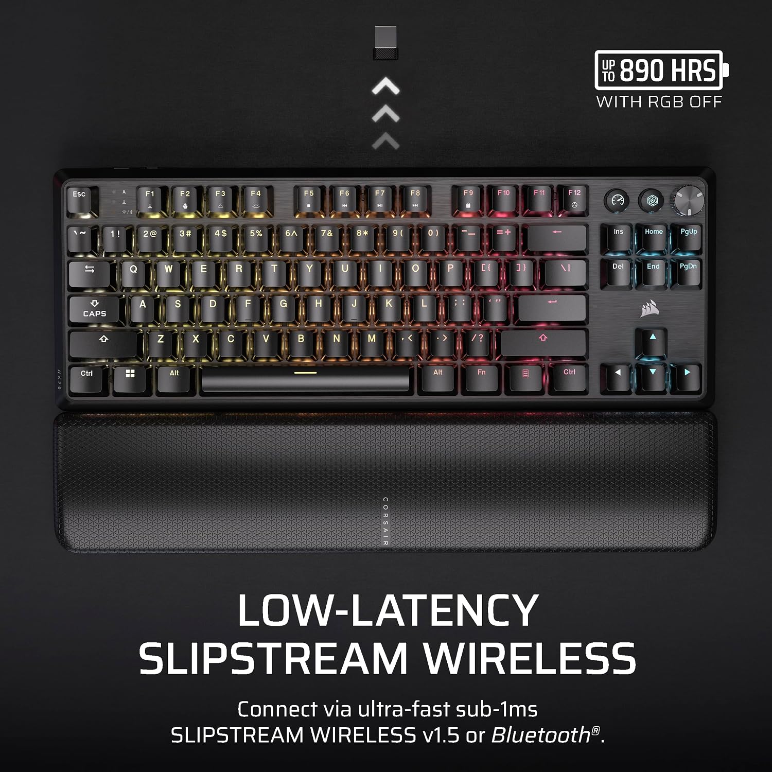 Corsair K70 CORE TKL Wireless RGB Tenkeyless Mechanical Gaming Keyboard – Pre-Lubed MLX Red v2 Linear Switches, SOCD, ABS Double-Shot Keycaps, Sound Dampening, 1000Hz Polling, QWERTY NA – Black