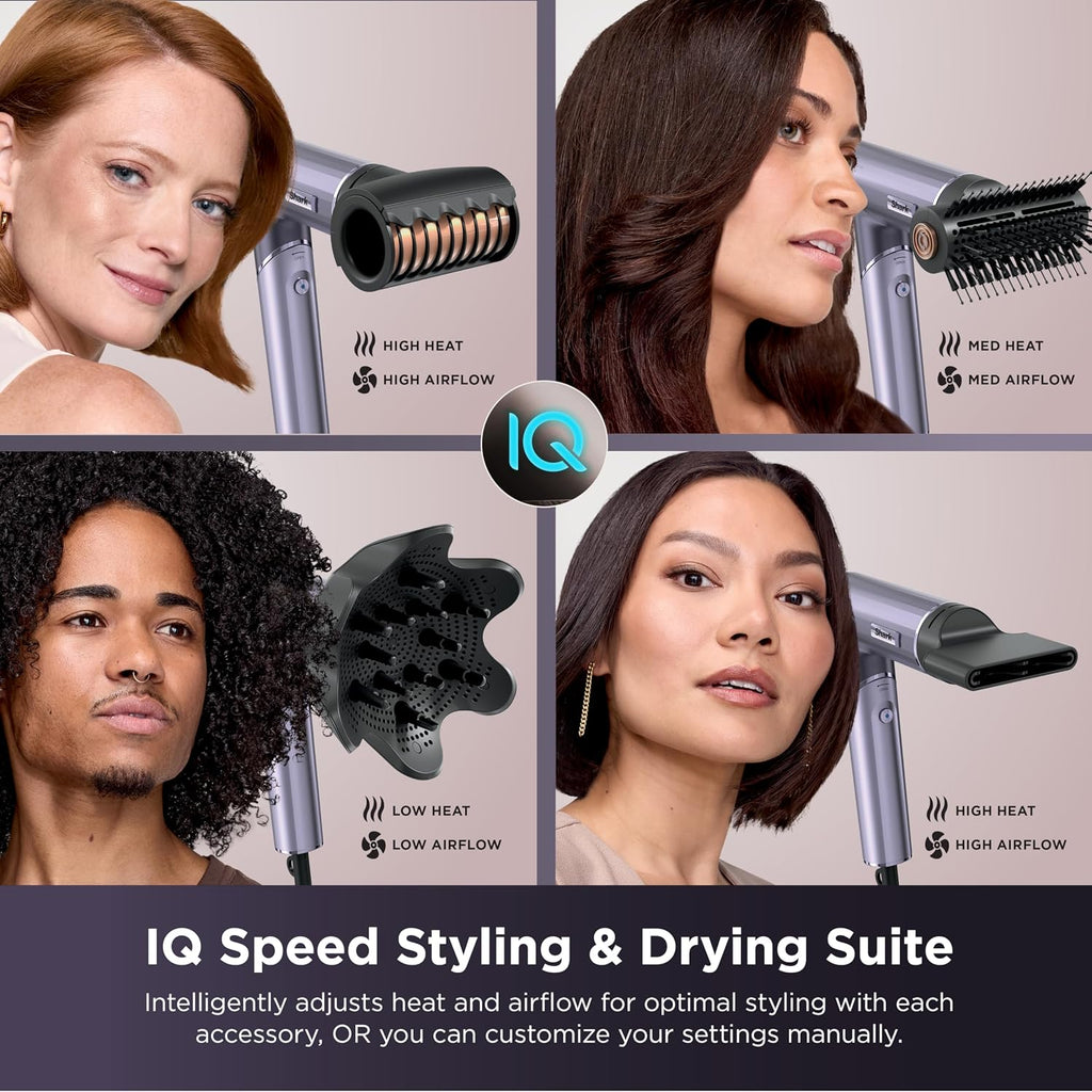 Shark SpeedStyle Pro Flex Professional Performance High-Velocity Hair Dryer System with Scalp Shield & IQ Speed Styling and Drying Suite, Lightweight, Ionic, No Heat Damage, HD543PL