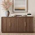 FORTUNETEC Sideboard Buffet Cabinet with Storage, Mid Century Modern Accent Cabinet with Arched Doors, Modular Media Console, Minimalist Credenza for Living Room Kitchen Dining Room Entryway, Walnut