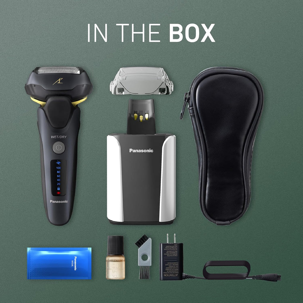 Panasonic Electric Razor for Men, Electric Shaver for Men, ARC5 with Premium Automatic Cleaning and Charging Station, Wet Dry Shaver, Cordless Razor, with Pop-Up Trimmer ES-LV97-K, Black