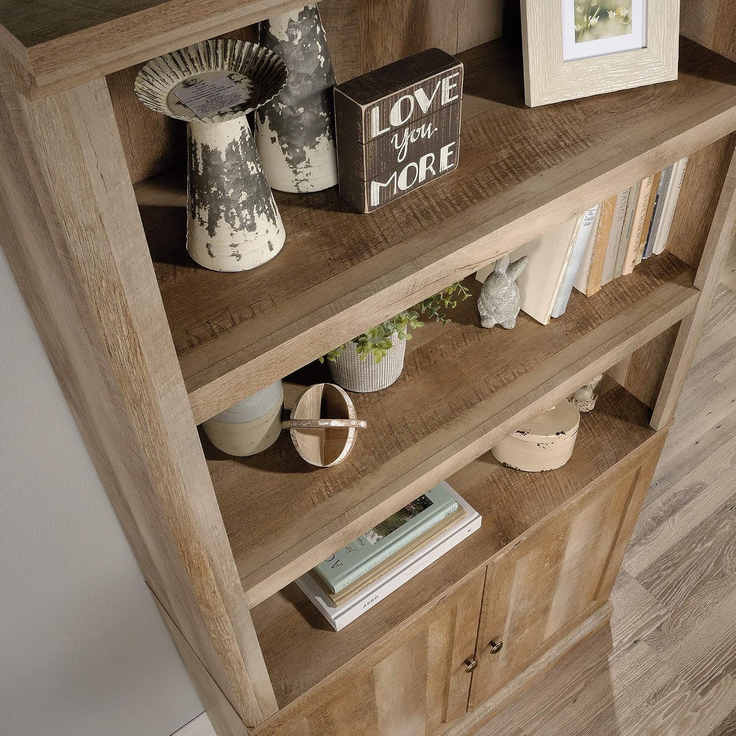 Sauder Anda Norr Display Cabinet/ Pantry cabinets, Lintel Oak finish