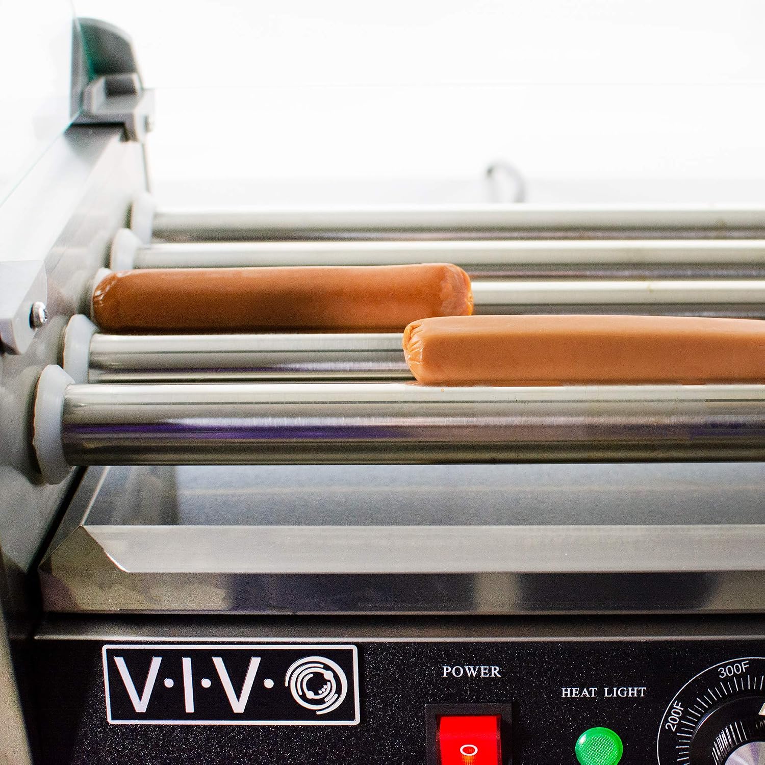 VIVO Electric 12 Hot Dog 5 Roller Grill Warmer, Stainless Steel, Commercial and Household 750W Machine with Cover, HOTDG-V205