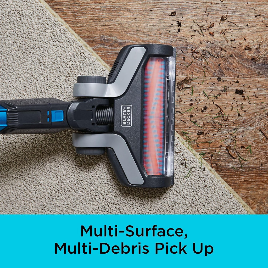 BLACK+DECKER Cordless Vacuum, Powerseries Extreme, Stick Vacuum Cordless Rechargeable, Interchangeable Floorhead with Crevice Attachment, 3 Speed Control, Lightweight, Blue (BSV2020G)