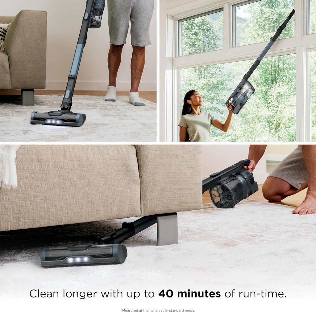 Shark Pet Cordless Stick Vacuum with XL Dust Cup, LED Headlights, Removable Handheld Vac, Crevice Tool, Portable Vacuum for Household Pet Hair, Carpet & Hard Floors, 40min Runtime, Ice Blue, IX141AMZ